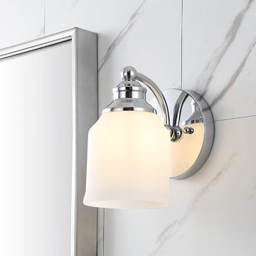 Lydia Iron/Frosted Glass Farmhouse Cottage LED Vanity Light - JONATHAN Y